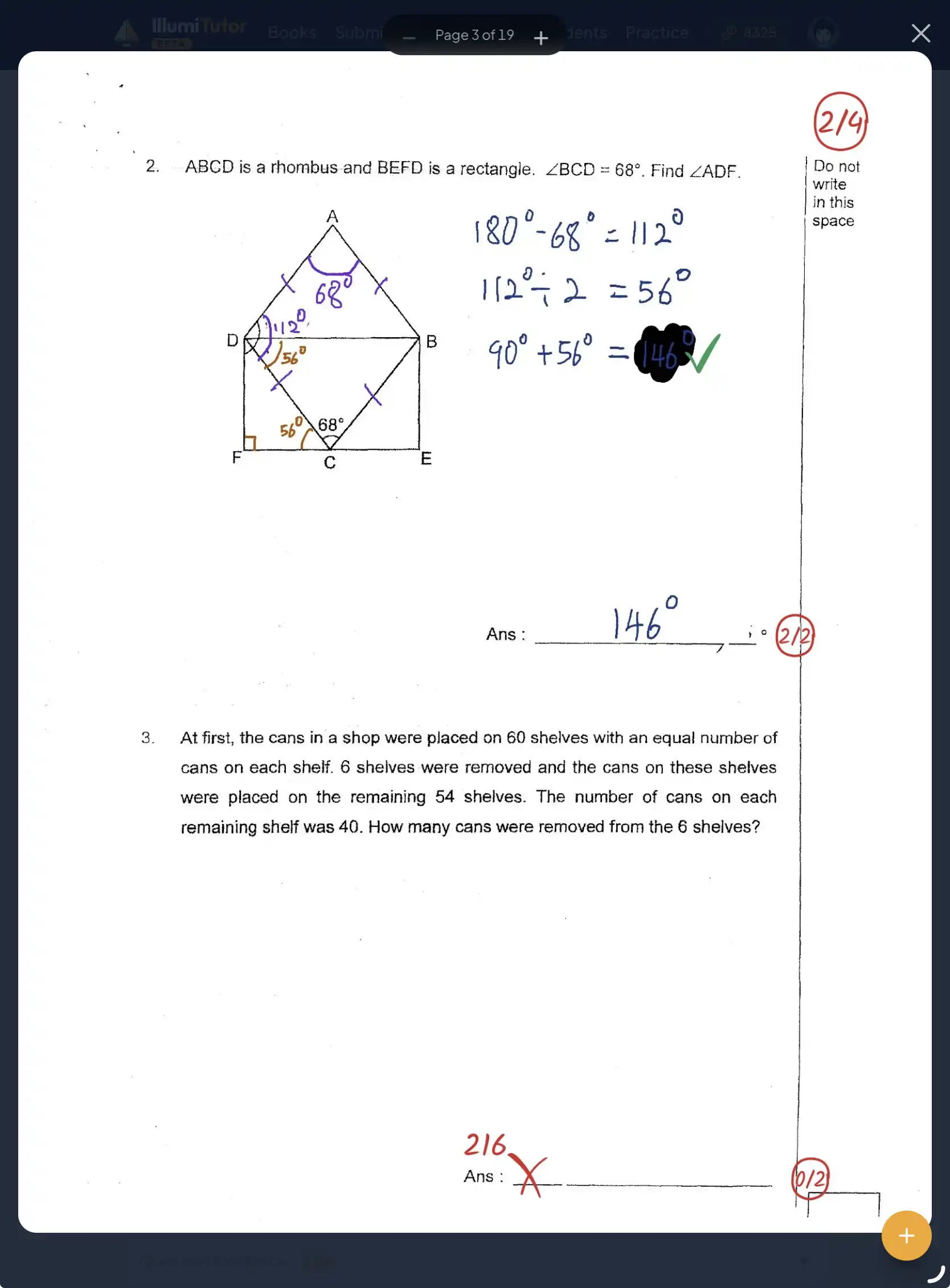 Submitting a handwritten worksheet for marking