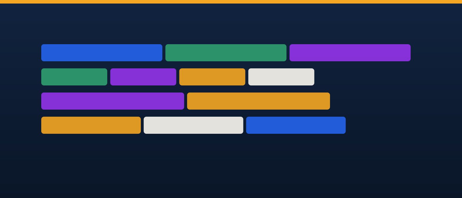 A friendly flat-vector scene of a long bar split into coloured parts, with a few stacked counting cubes and a pencil, in IllumiTutor navy and amber on an off-white background.