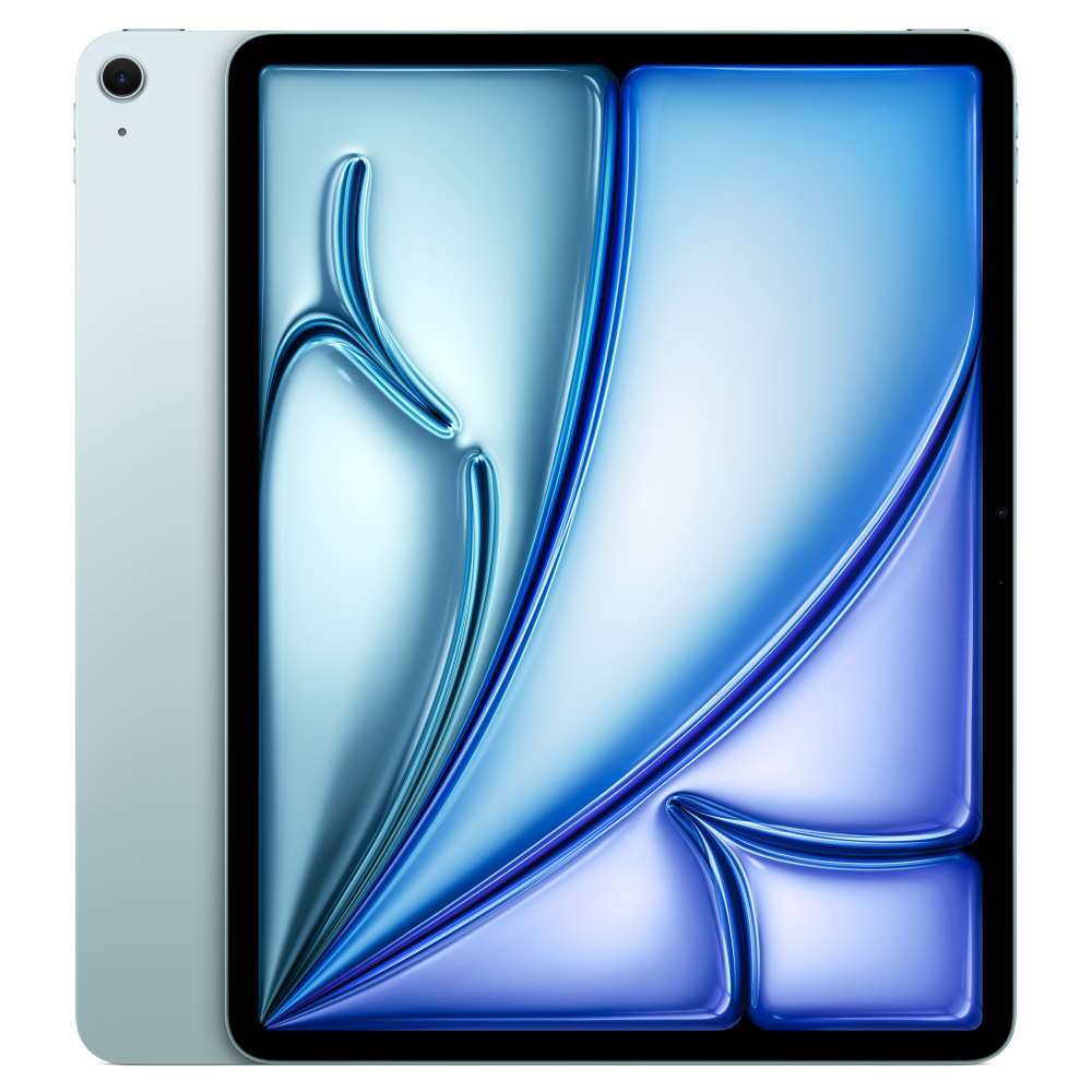 Apple iPad Air 13-inch (M4) in blue, front and back